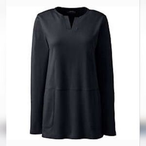 Women's Lands' End Regular Cotton Polyester Long Sleeve Tunic with Pockets XL